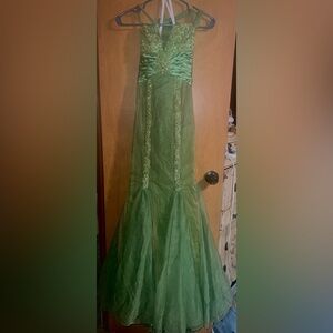 Elegant Green Gown with Beaded Details